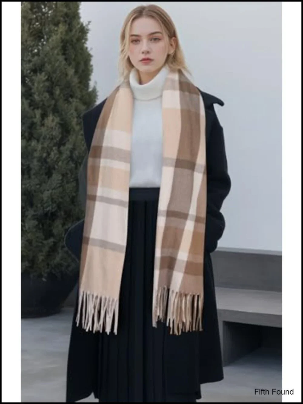Plaid Shawl Wrap Blanket Scarf Oversized Tassel Acrylic Winter